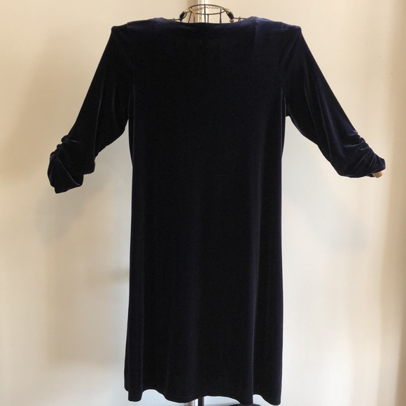 2pc Susan Graver Navy Blue Velour Velvet Jacket & matching Dress. Gorgeous se - Picture 5 of 10